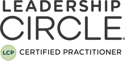 Leadership Circle logo with the words 'CERTIFIED PRACTITIONER' and a pale green LCP badge.